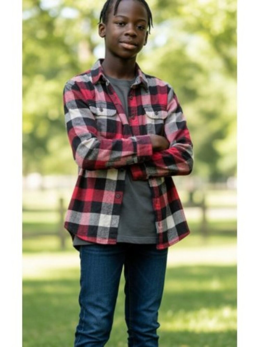 CONNECTICUT ORIGINALS Red and Black Plaid Flannel Shirt Boys Size 10